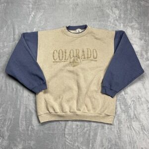Colorado Estes Park Sweatshirt Mens XL Beige Fleece Lined Pullover USA Made